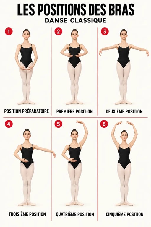 Positions des bras en danse classique avec épaules calmes et coudes arrondis