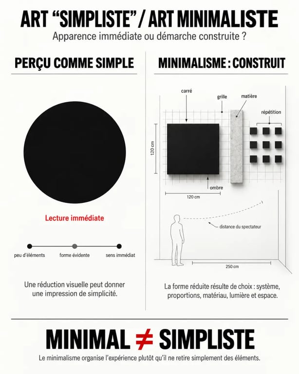 Infographie expliquant la différence entre art simpliste et art minimaliste