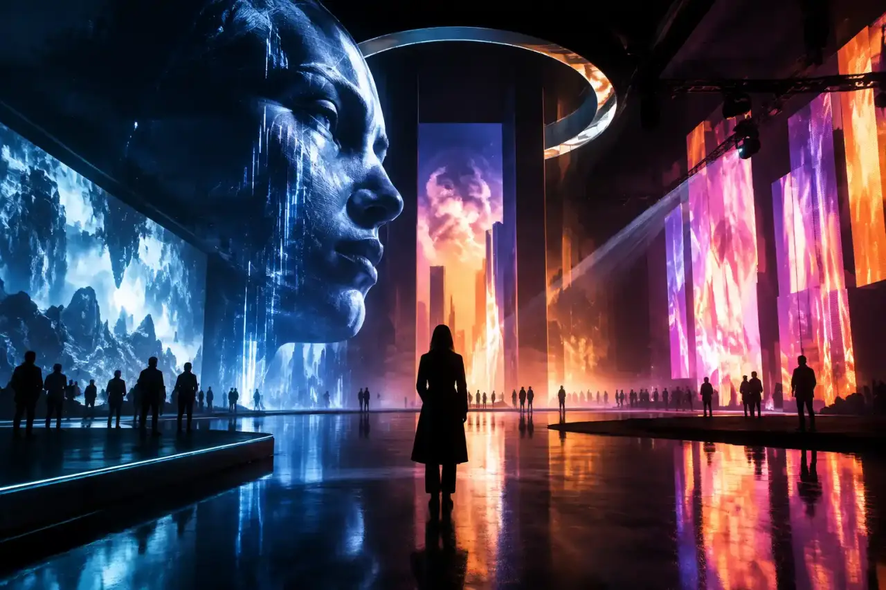 Scénographie immersive et mapping vidéo cyberpunk par Noctavia